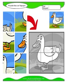 Puzzle Kes Yapıştır Çalışma Sayfaları